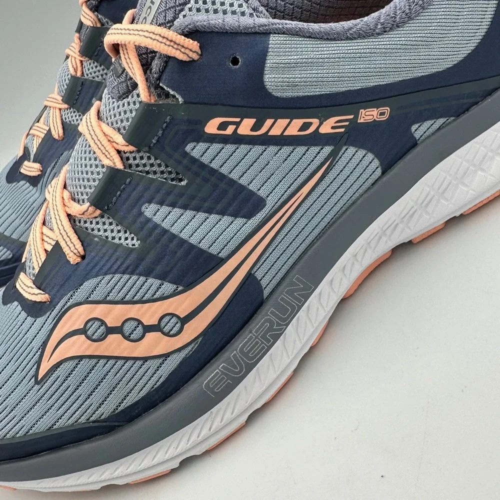 Saucony Guide ISO Running Shoes Wmn 12 Slate Peach EXCELLENT Stability Athletic